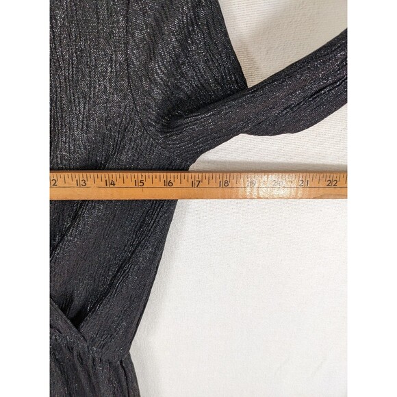 Zara Faux Wrap Dress Metallic Black Shimmer Slinky Textured Sz 8 (S/M) - Picture 5 of 8